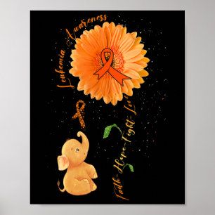 Poster Hope Fight Love Elephant Sunflower Leukemia Lauréa