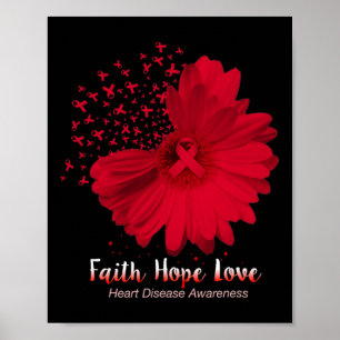 Poster Hope Love Heart Disease Awareness Sunflower