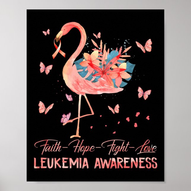 Poster Hope Love Pink Flamant rose Cerveau Leucémie Sensi (Devant)