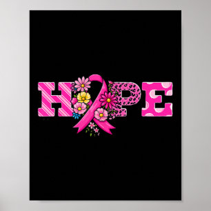 Poster Hope Pink Ribbon Leopard Sensibilisation au cancer
