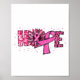 Poster Hope Sunflower Leopard rose Ribbon Cancer du sein 