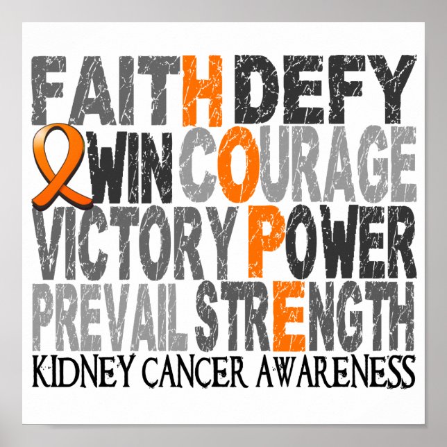 Poster Hope Word Collage Cancer du rein (Devant)