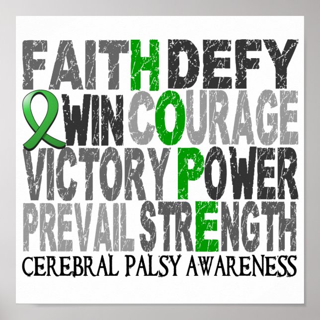 Poster Hope Word Collage Cérébral Palsy (Devant)