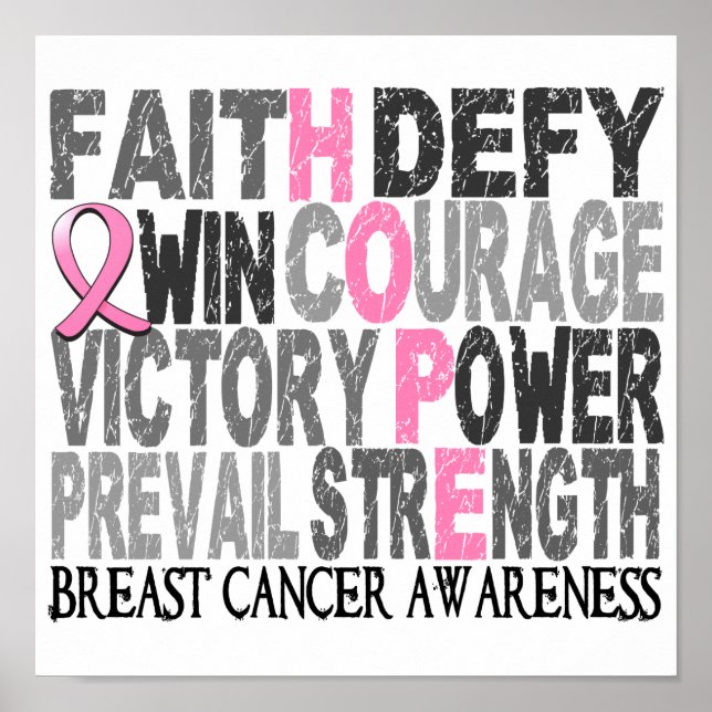 Poster Hope Word Collation Cancer du sein (Devant)
