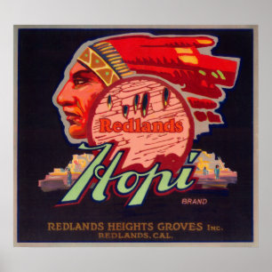 Poster Hopi LabelRedlands orange, CA