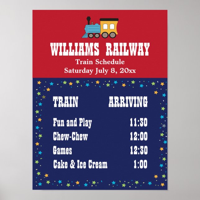 Poster Horaire de la partie du train (Devant)