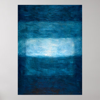 Poster Horizon Bleu Profond Abstrait Avec Atmosphère Text