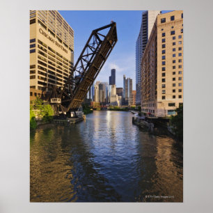 Poster Horizon de Chicago du pont en St de Kinzie