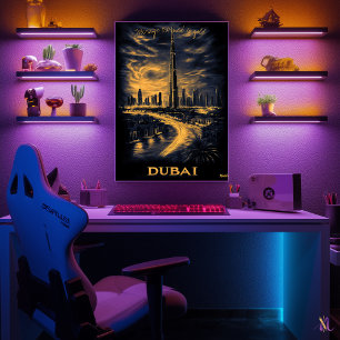 Poster Horizon de Dubaï - Art monochrome au fusain - Urba