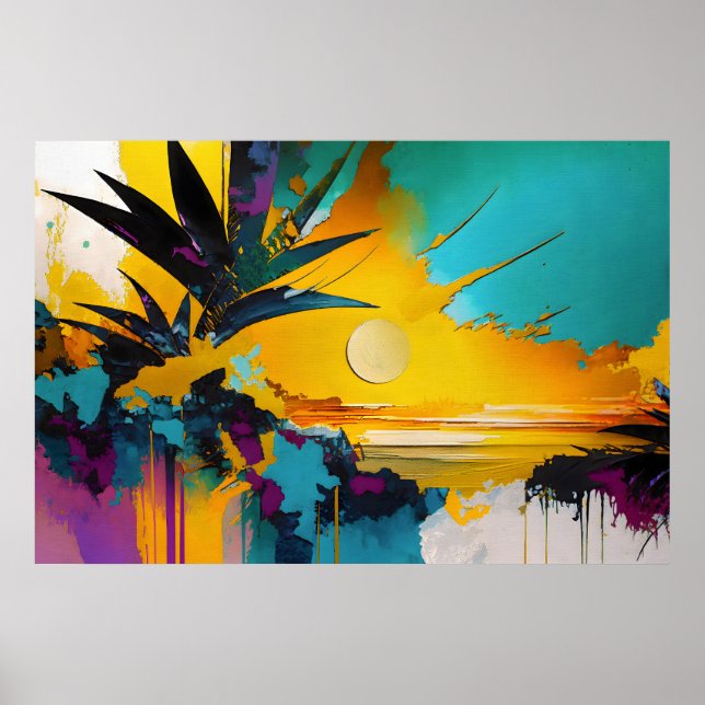 Poster Horizon Doré – Coucher de Soleil Tropical Abstrait (Devant)