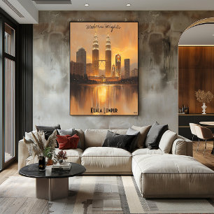 Poster Horizon minimaliste de Kuala Lumpur – Art à tons d