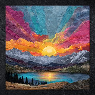 Poster Horizon Radieux — Lever de soleil abstrait sur un