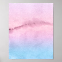 Horizon rose Aquarelle Abstraite Paysage Art