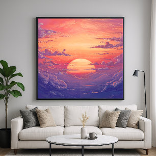 Poster Horizon Soleil - Style d'illustration Peinture Vib