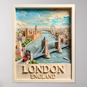 Poster Horizon texturé vintage de Londres Angleterre Art 