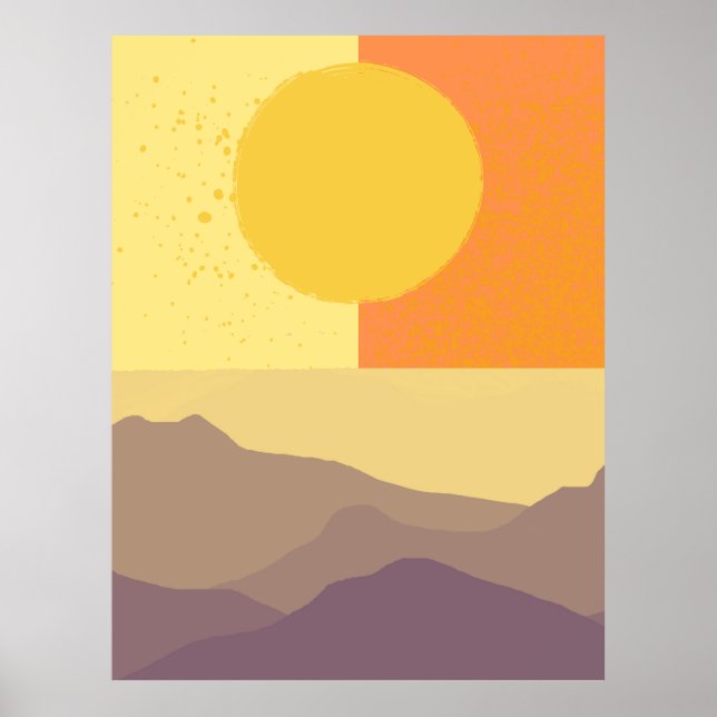 Poster Horizons d'or : un coucher de soleil minimaliste (Devant)