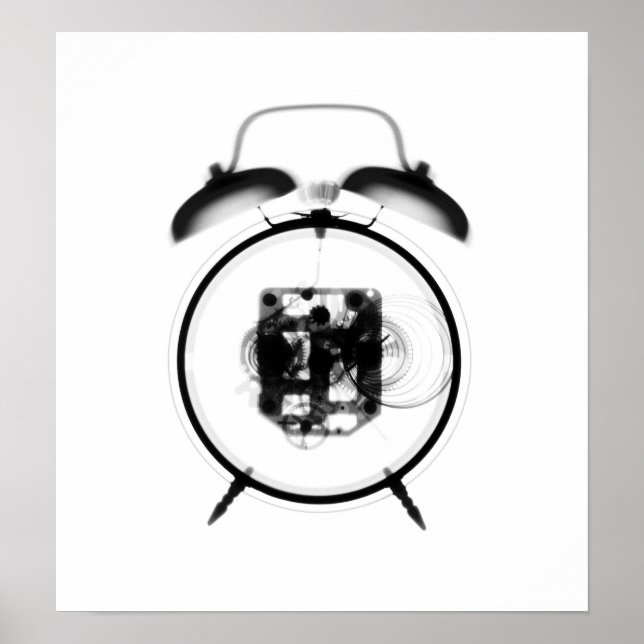 Poster Horloge à rayons X à l'ancienne Noir Blanc (Devant)