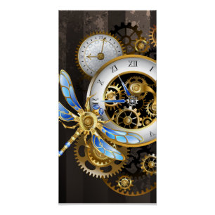Poster Horloge à vapeur avec libellule mécanique