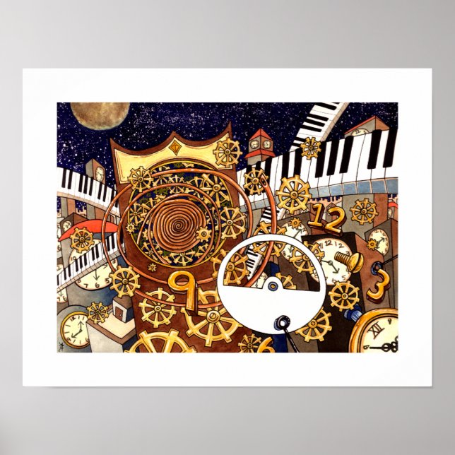 Poster Horloge dorée - Horloges - 18 x 14 (Devant)
