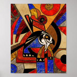 Poster Horloge égyptienne Abstrait géométrique