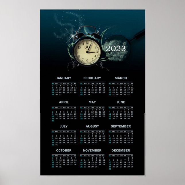 Poster Horloge élégant Calendrier 2023 comme (Devant)