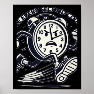 Poster Horloge en marche Faites compter chaque seconde Au