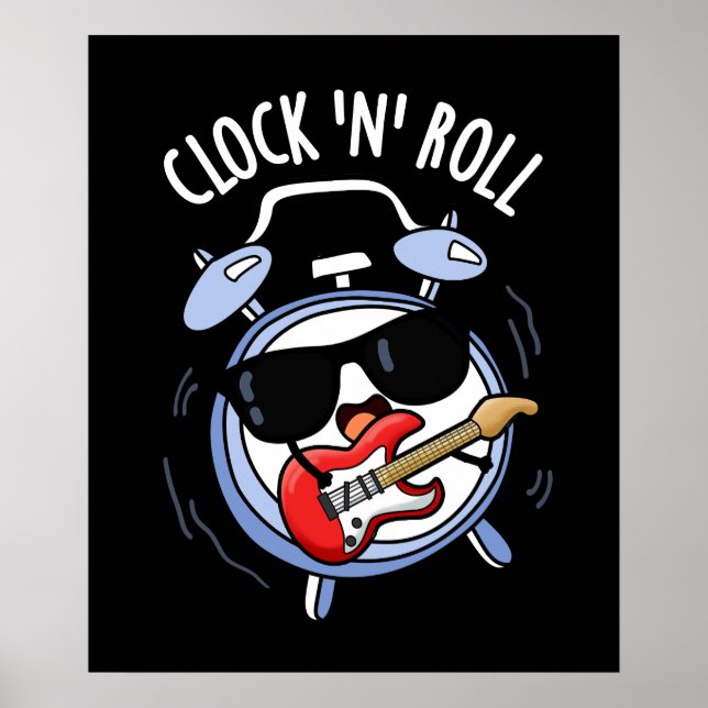 Poster Horloge Et Rouleau Funny Rock Pun Dark BG (Devant)