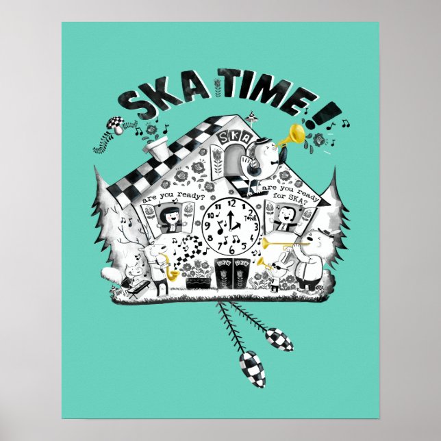 Poster Horloge heure Ska (Devant)