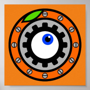 Poster Horloge orange