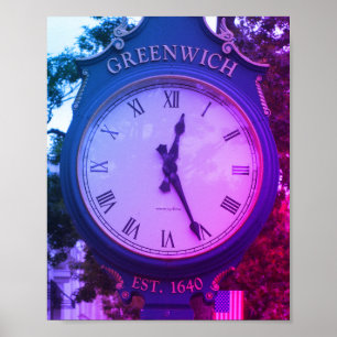 Poster Horloge postale de l'avenue Greenwich, Greenwich, 