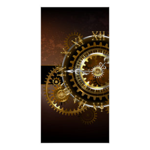 Poster Horloge Steampunk avec des engrenages anciens