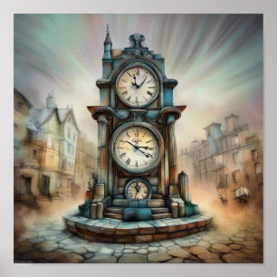 Poster Horloge vintage