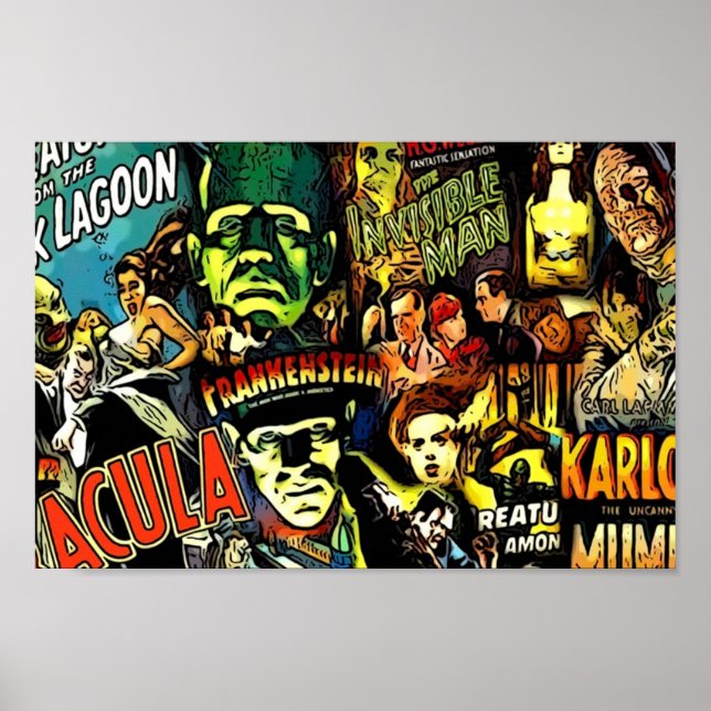 Poster Horreur culte universel monstres films visage masq (Devant)