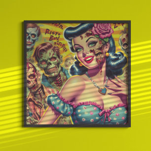Poster Horreur Zombie Pin up