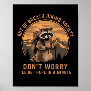 Poster Hors Respiration Société Raccoon Randonnée Vintag