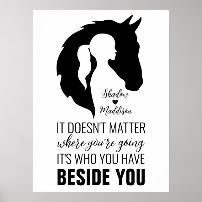 Poster Horse citation cheval et fille cheval amoureux (Devant)