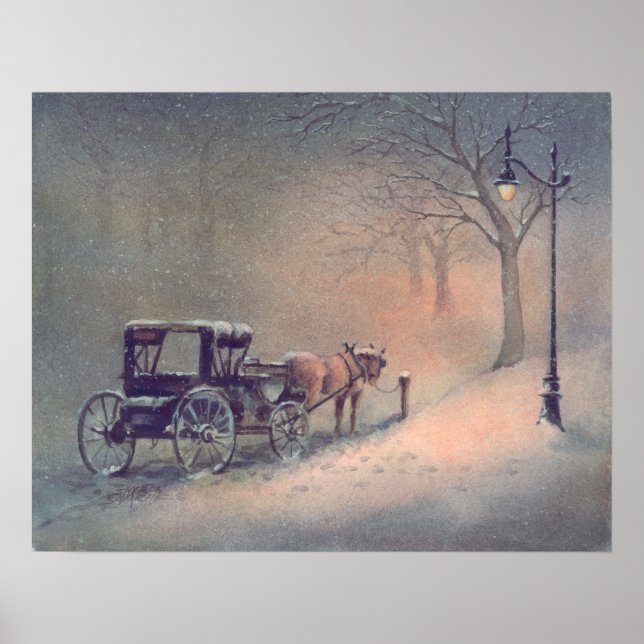 Poster HORSE D'HIVER & BUGGY par SHARON SHARPE (Devant)
