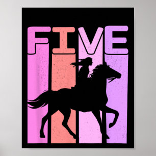 Poster Horse Girl 5e Anniversaire Équitation Équitation 5