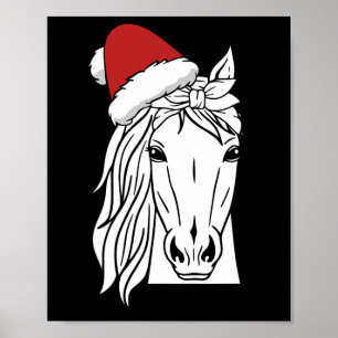 Poster Horse Santa Hat