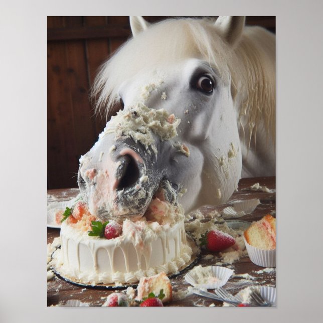 Poster Horse Wall Art, Horse Birthday Party, Drôle Cheval (Devant)