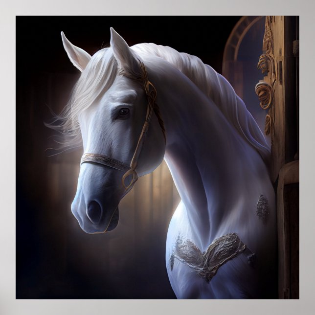 Poster horse white (Devant)