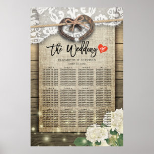 Poster Horseshoes Hydrangea Wood Wedding Seating Charts