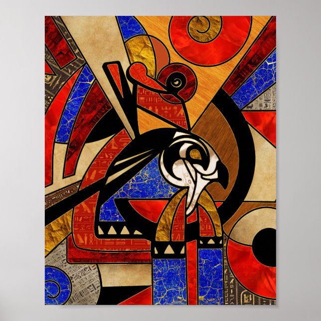 Poster Horus égyptien géométrique Abstrait (Devant)