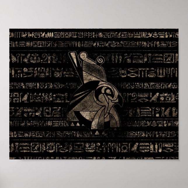 Poster Horus égyptien - or vintage sur noir (Devant)