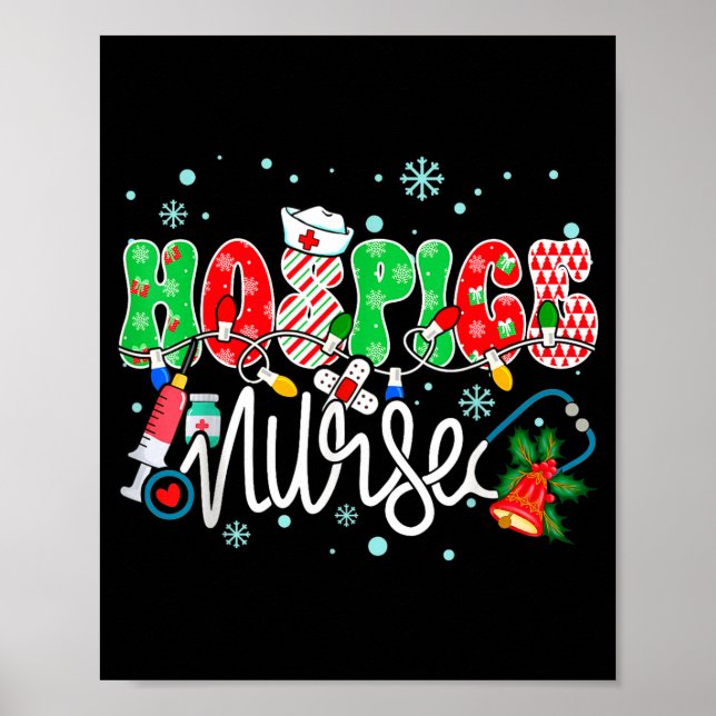 Poster Hosce Nurse Funny Xmas Light Stethoscope Christmas (Devant)