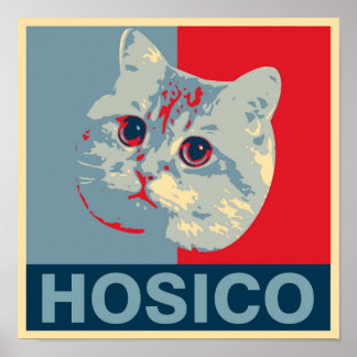 Poster Hosico - Illustration rouge bleu