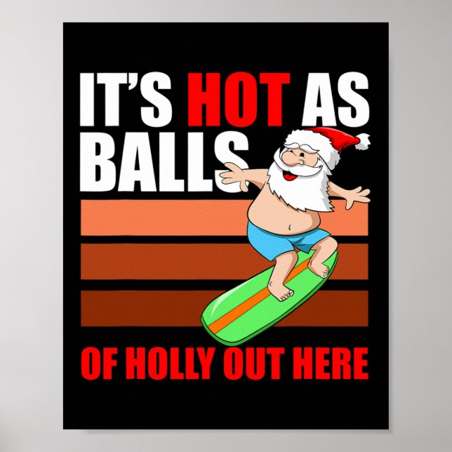 Poster Hot As Surfer Père Noël Noël Fête Noël En Juillet (Devant)