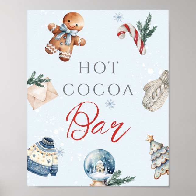 Poster Hot Cocoa Bar Noël hiver premier anniversaire (Devant)