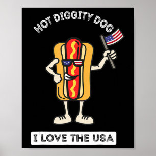 Poster Hot Diggity Chien Juillet 4 Patriotique Patriotiqu