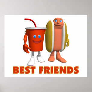 Poster Hot-dog et soude de meilleurs amis